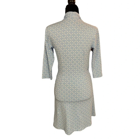J. Mclaughlin Printed Ivana Dress Catalina Cloth Baby Blue Faux Wrap XS - Picture 7 of 8